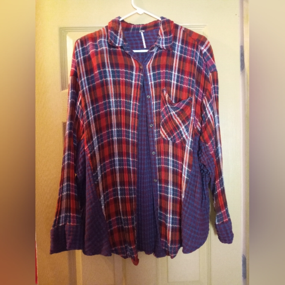 Free People plaid button down